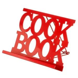 Alpha Red Enamel Cook Book Stand Retro Metal Recipe Holder Tablet iPad Display