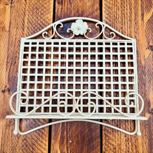 Vintage Style Metal Book Stand Cookbook Holder Scroll & Flower Design Foldable